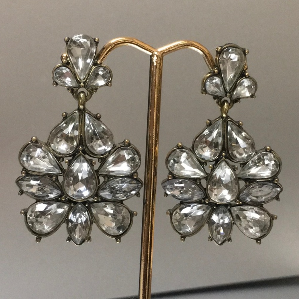 SUGARFIX silver statement earrings pierced high quality sparkling rhinestones